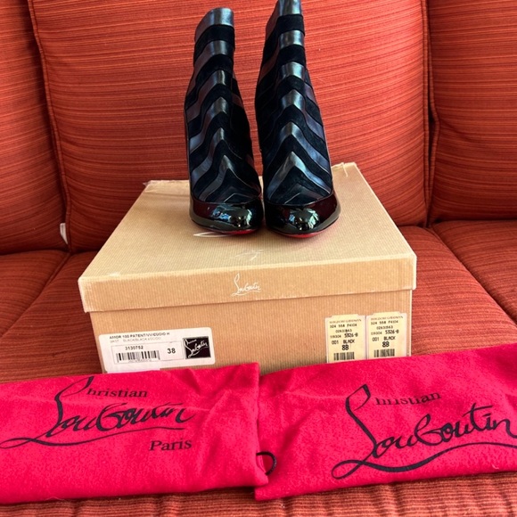 **SOLD Christian Louboutin Amor 100 Patent/VV/Cuoio Black Boot Size 8 **SOLD - Picture 4 of 5